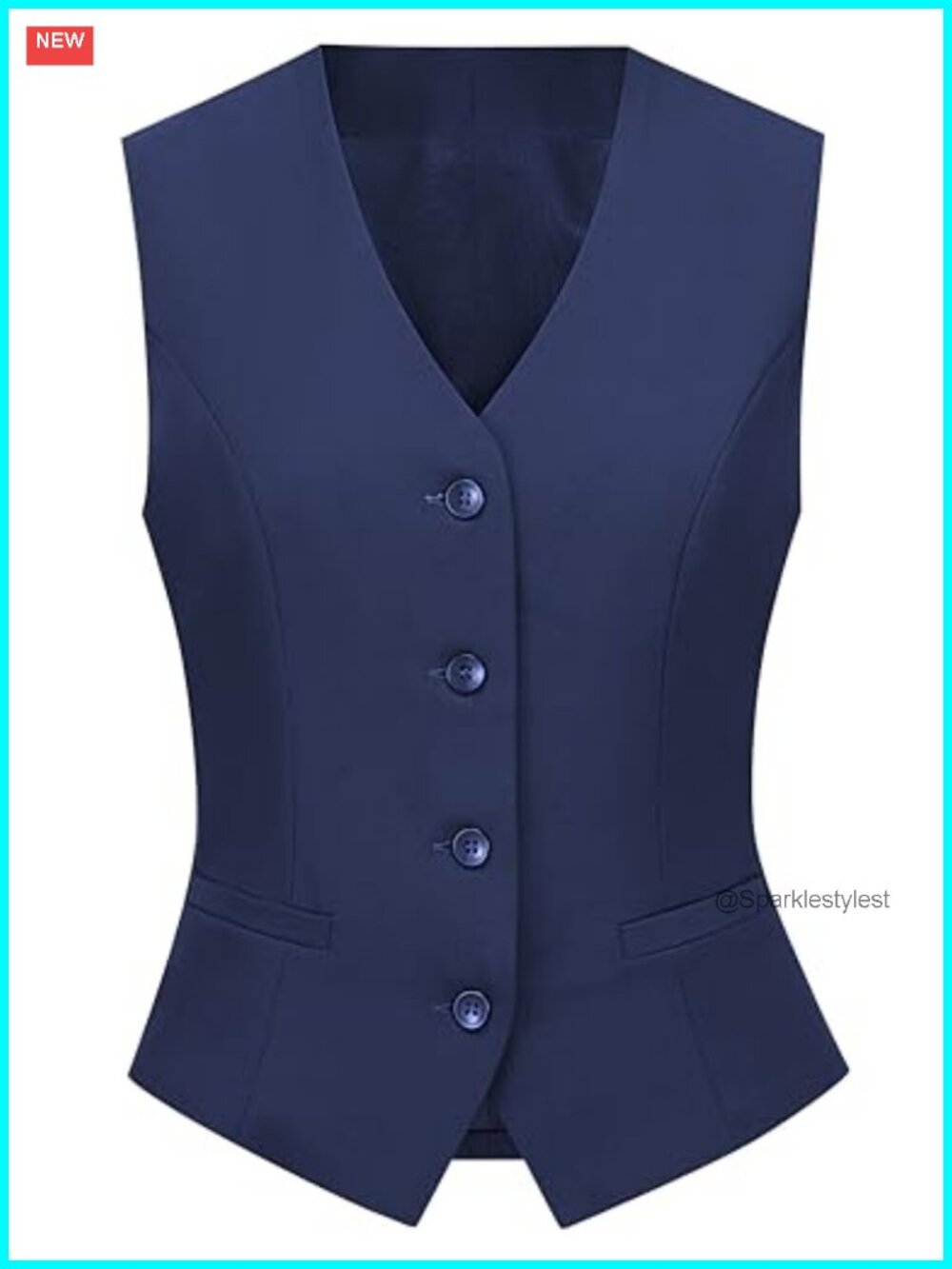 Women's V-Neck Button-Front Suit Vest Polyester Spandex Sleeveless Waistcoat